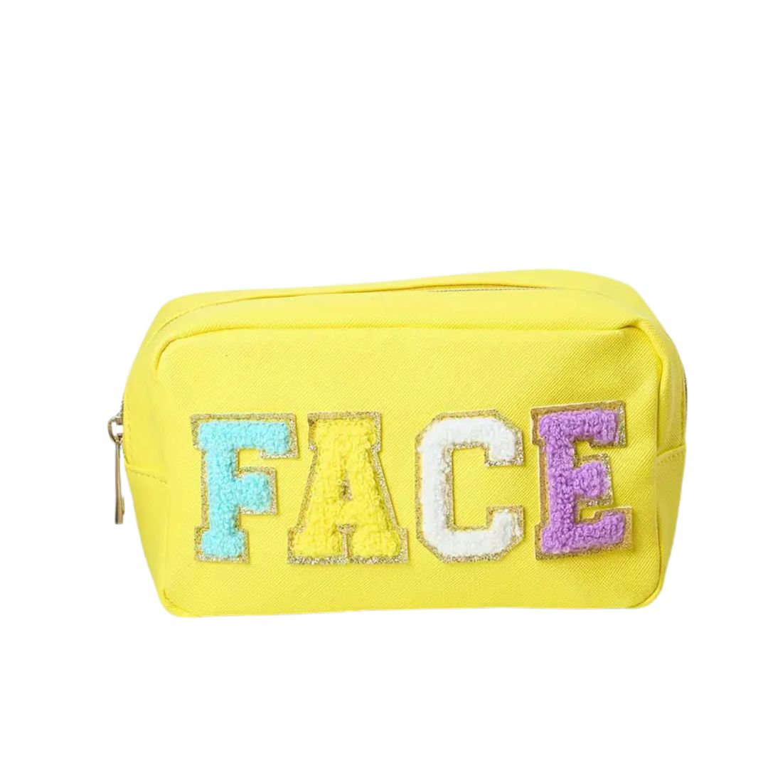 Yellow Vegan Leather Zippered Travel Bag - Face