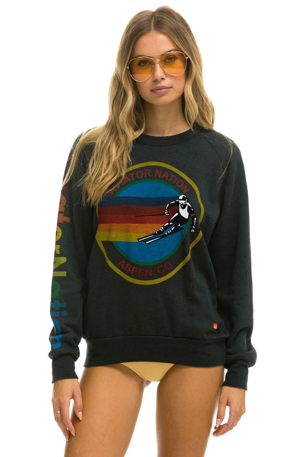 Aviator Nation Adult Unisex Aspen Crew Sweatshirt - Charcoal