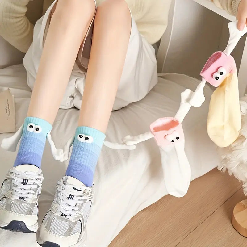 Googly Eyes Magnetic Friendship Crew Socks - Multi-Color