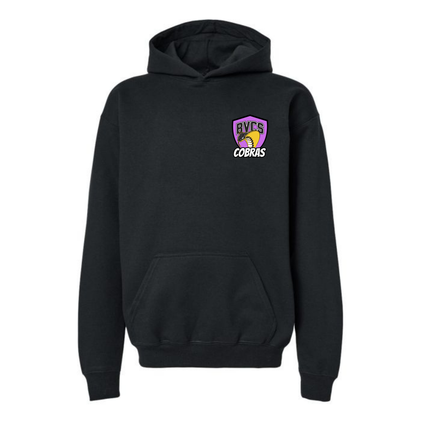 Youth Personalized BVCS Purple Neon Cobra Hooded Sweatshirt - Black