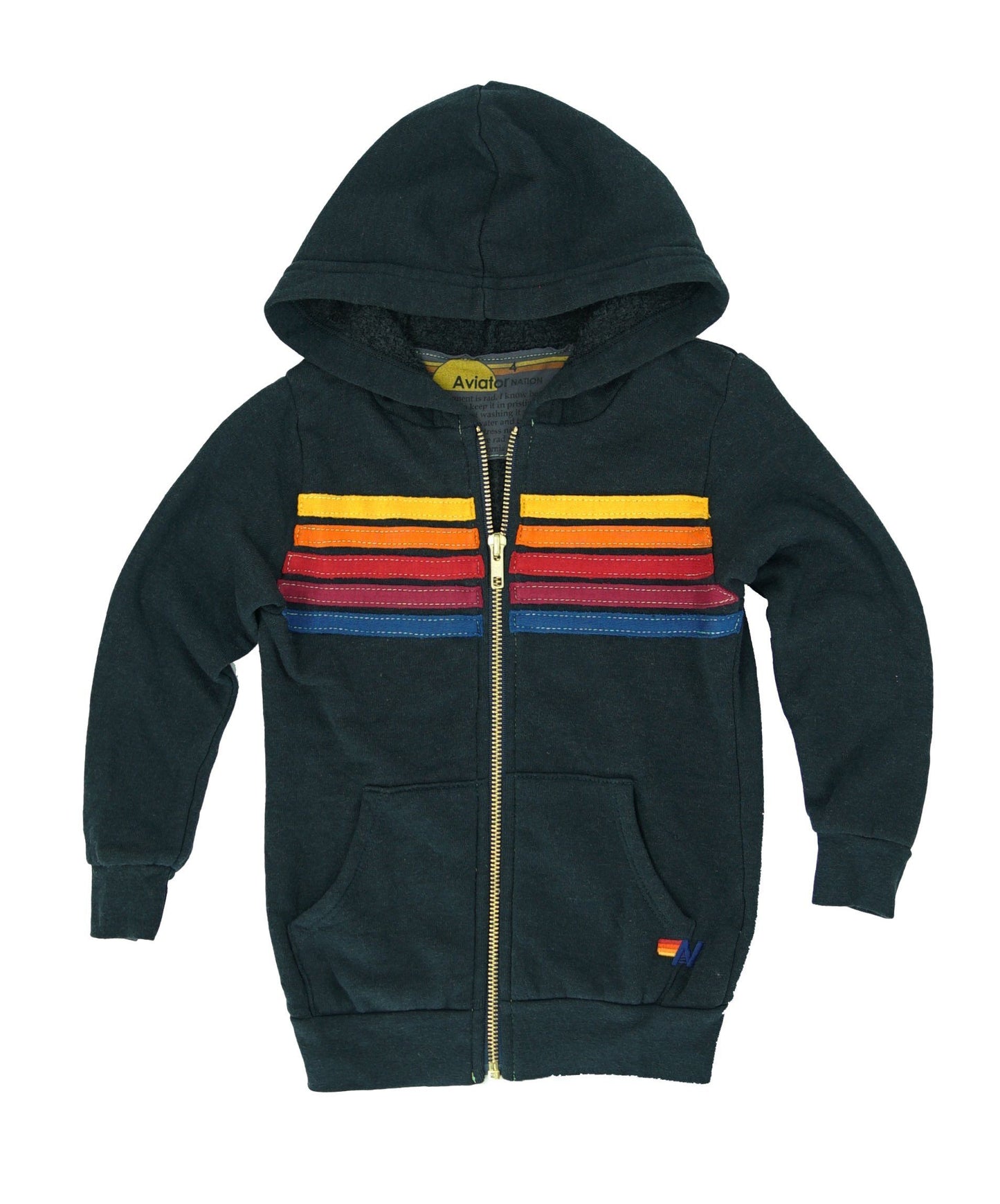 Aviator Nation - Adult Charcoal 5 Stripe Zip Hoodie Sweatshirt Aviator Nation