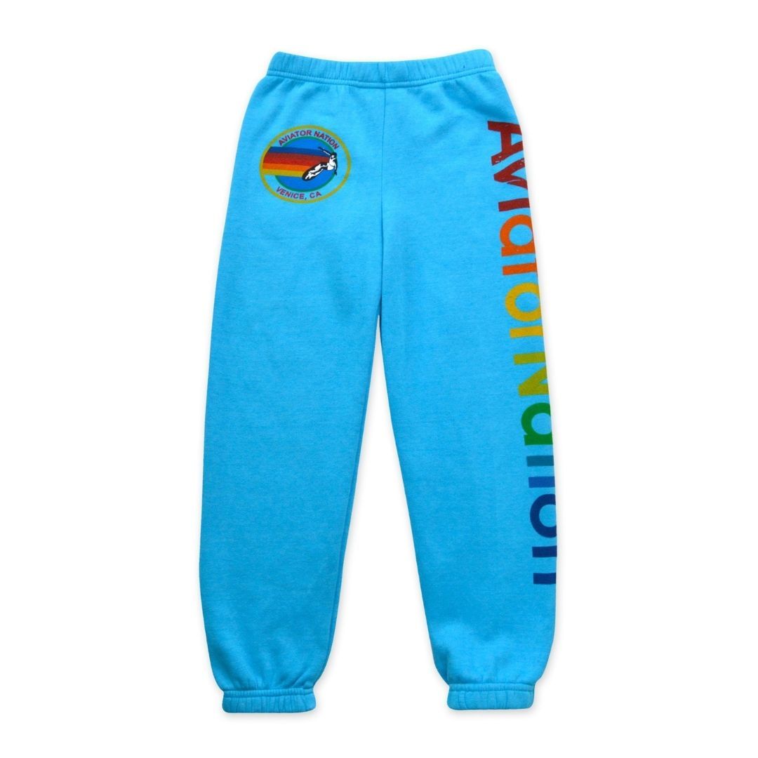 Aviator Nation - Kid's Aspen Sweatpants - Neon Blue Pants Aviator Nation