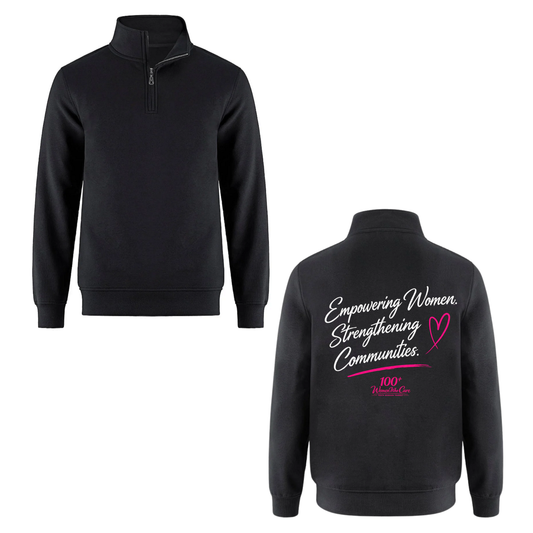 100+ Women Who Care South Georgian Triangle Black Quarter Zip Sweatshirt