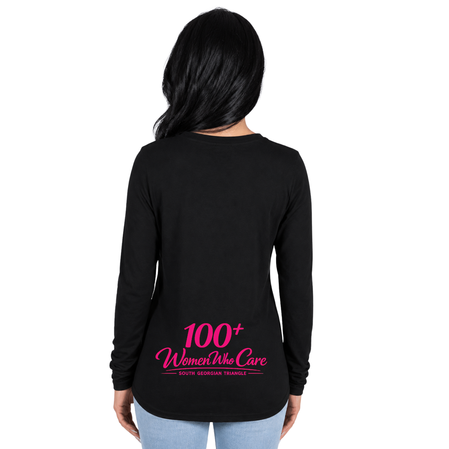 100+ Women Who Care South Georgian Triangle Black Long Sleeve Ladies’ Tee