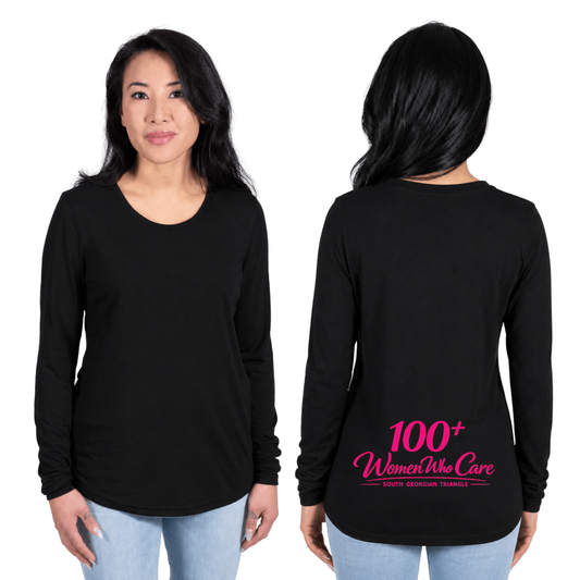 100+ Women Who Care South Georgian Triangle Black Long Sleeve Ladies’ Tee