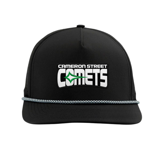 Cameron Street Comets Green Patch Snapback Hat - Black/White-Black Chainlink Rope