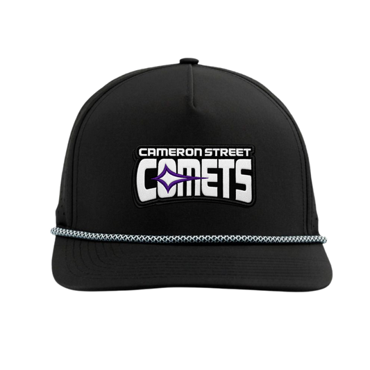 Cameron Street Comets Purple Patch Snapback Hat - Black/White-Black Chainlink Rope