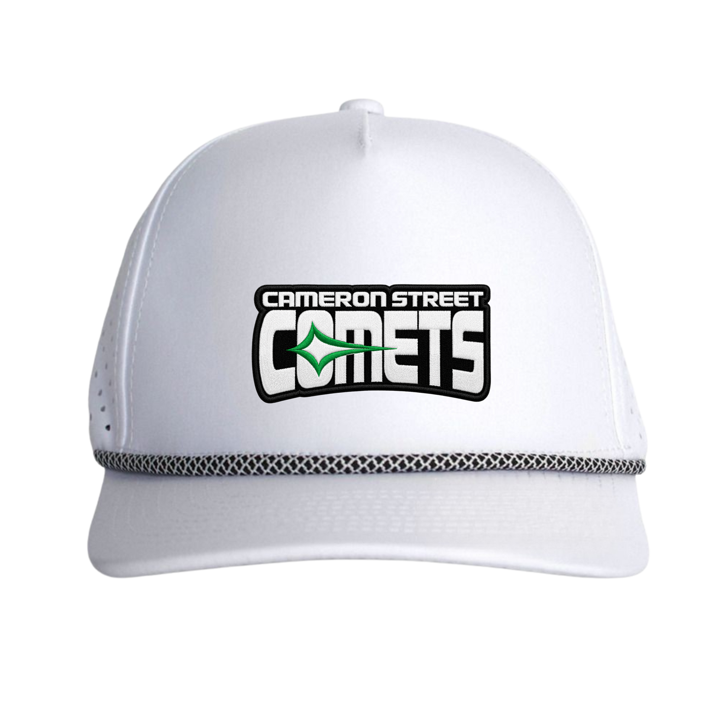 Cameron Street Comets Green Patch Snapback Hat - White/Black-White Chainlink Rope
