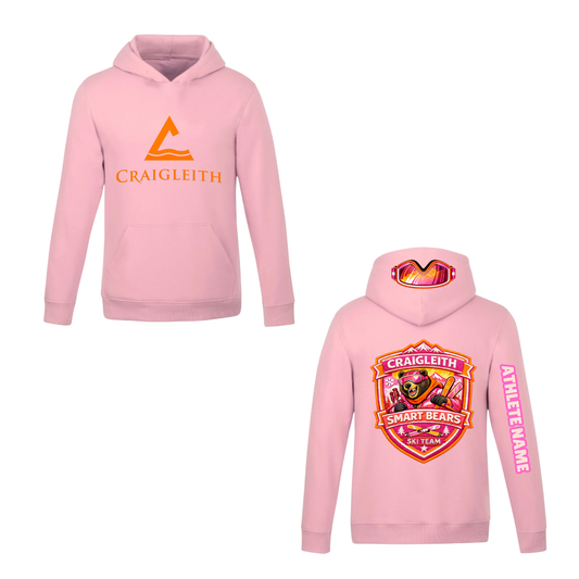 Craigleith Smart Bears Hooded Sweatshirt - Pink / Large Logo
