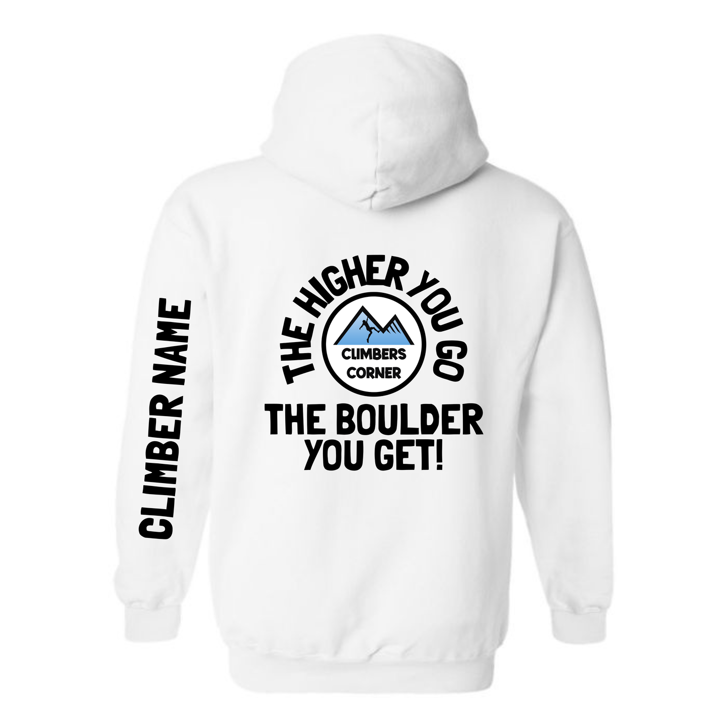 Climbers Corner Higher You Go Hooded Sweatshirt - White (Youth & Adult)