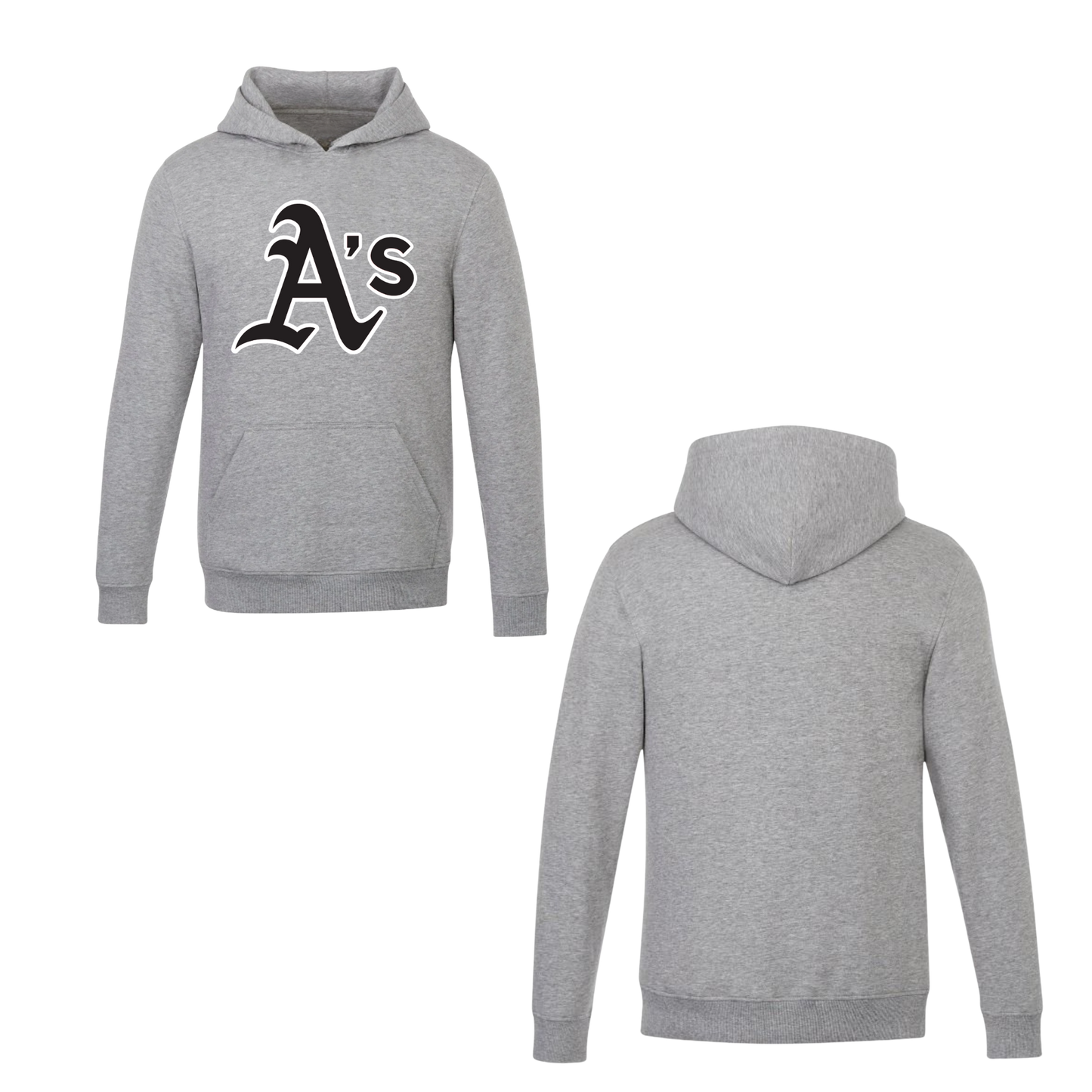 Annette Baseball Hooded Sweatshirt - "A's" Logo /  Non-Personalized - Grey