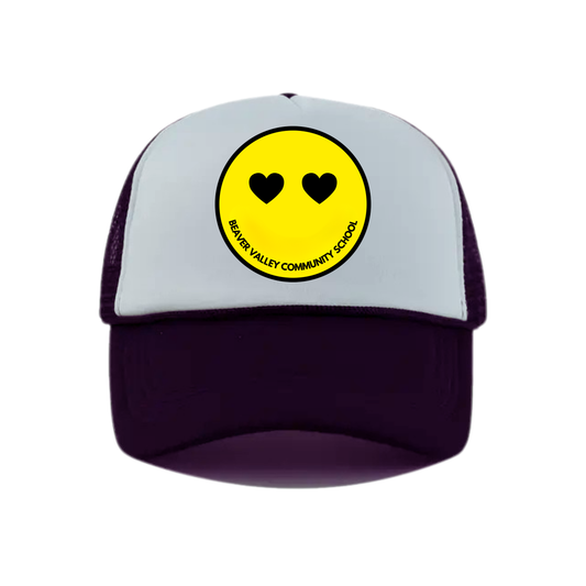 BVCS Heart Smile Snapback Hat - Black / White