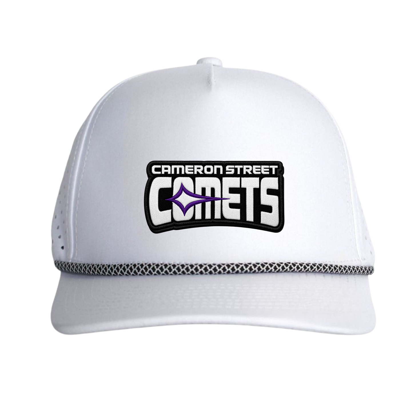 Cameron Street Comets Purple Patch Snapback Hat - White/Black-White Chainlink Rope