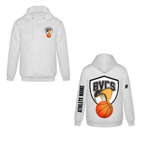 BVCS Basketball Personalized Dual Logo Hooded Sweatshirt - Ash (Youth & Adult)