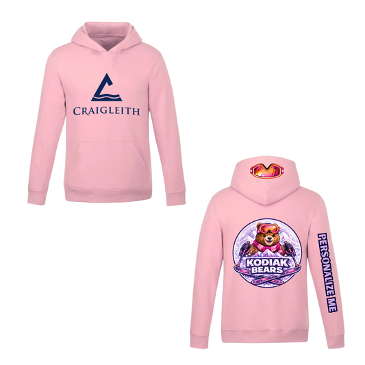 Craigleith Kodiak Bears Hooded Sweatshirt - Pink / Large Logo