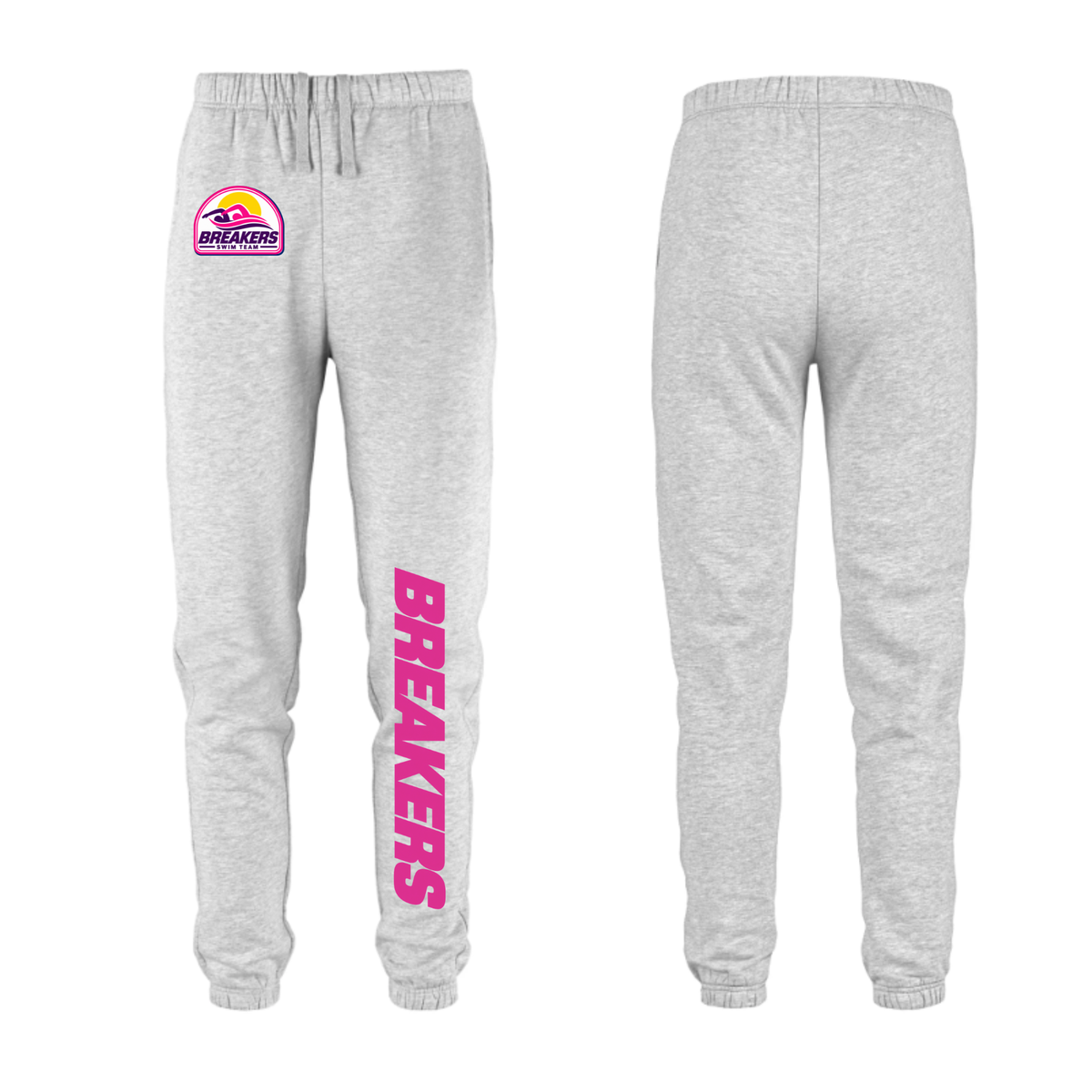 Breakers Swim Team Dual Logo Joggers - Ash Grey / Pink