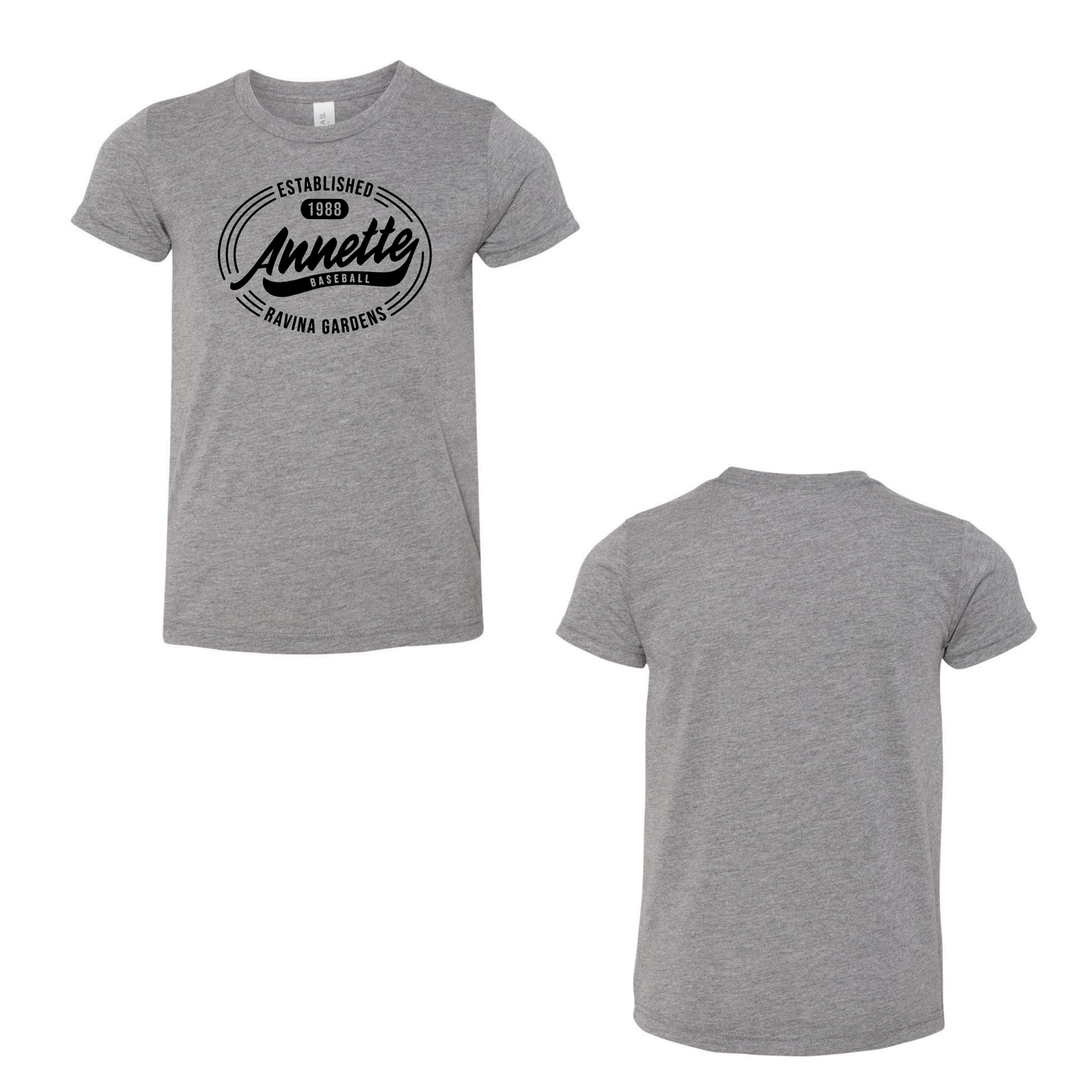 Annette Baseball Short Sleeve Shirt - Vintage Logo Tee - Grey Triblend