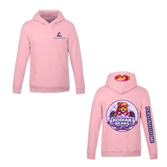 Craigleith Kodiak Bears Hooded Sweatshirt - Pink / Small Logo