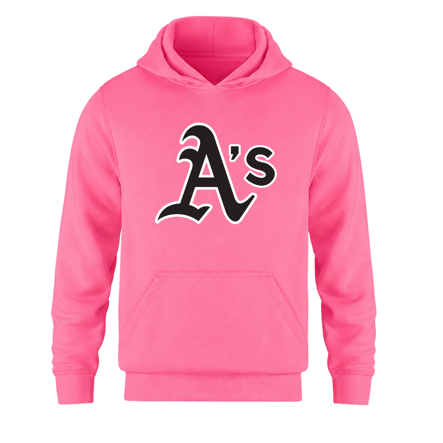 Annette Baseball Hooded Sweatshirt - "A's" Logo /  Non-Personalized - Neon Pink