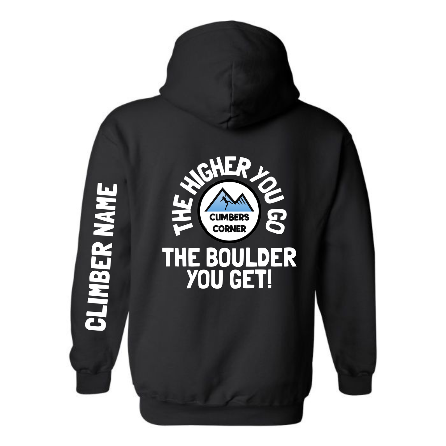 Climbers Corner Higher You Go Hooded Sweatshirt - Black (Youth & Adult)