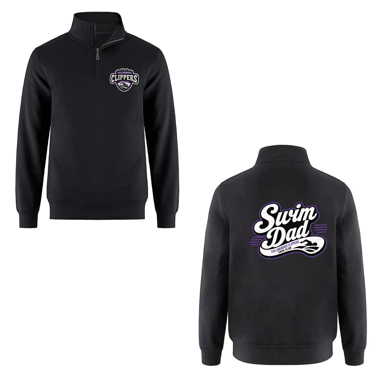 Collingwood Clippers Quarter-Zip Swim Dad Sweatshirt - Black