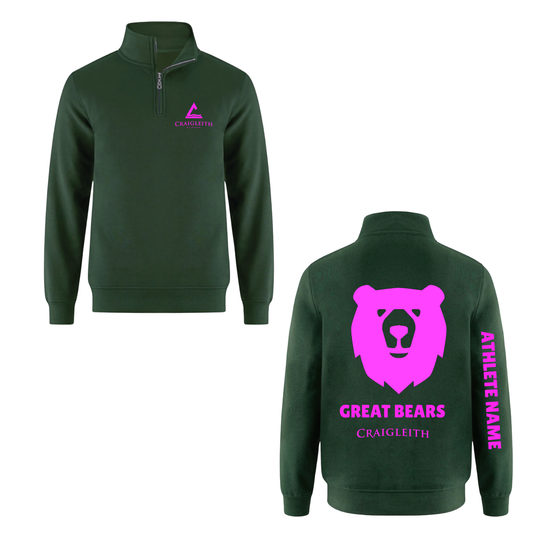 Craigleith Great Bears Quarter Zip Sweatshirt - Hunter Green