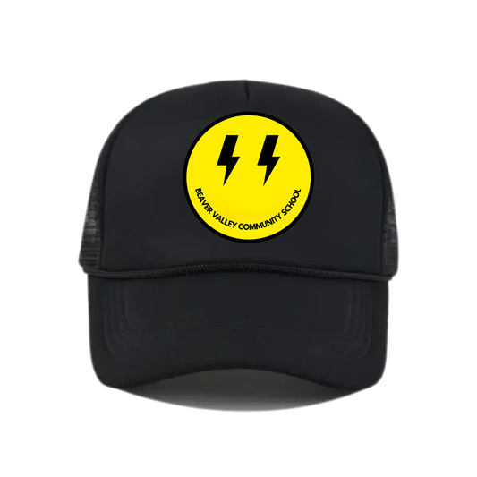 BVCS Bolt Smile Snapback Hat - Black / Black