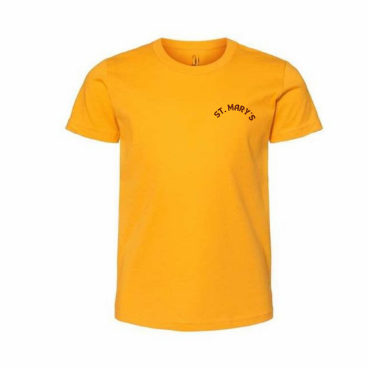St. Mary's Maroon Script / Mini Sleeve Logo Tee - Gold
