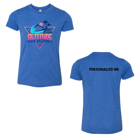 Personalized Altitude Beach Volleyball Oversize Logo Tee - True Royal Triblend (Youth / Adult)