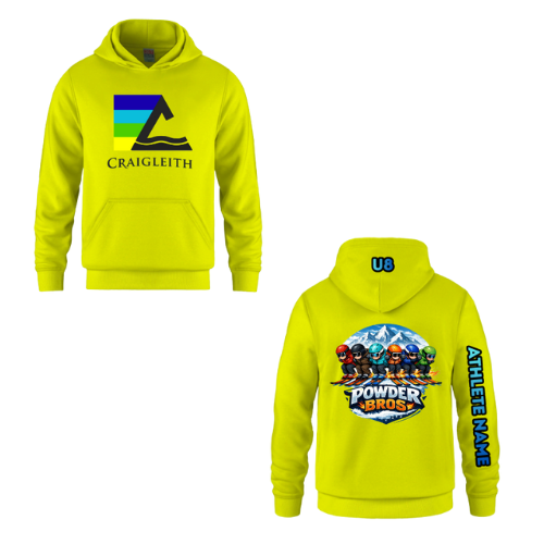 U8 Craigleith Powder Bros Hooded Sweatshirt - Neon Yellow