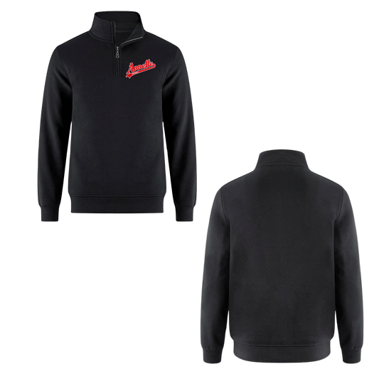 Annette Baseball Quarter-Zip Mini Red Script Logo Sweatshirt - Black
