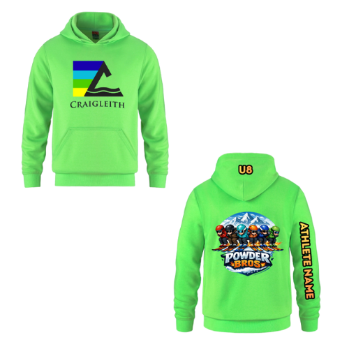 U8 Craigleith Powder Bros Hooded Sweatshirt - Neon Green