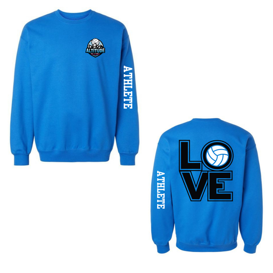 Altitude Personalized Volleyball LOVE Crewneck Sweatshirt - Royal Blue (Youth & Adult)