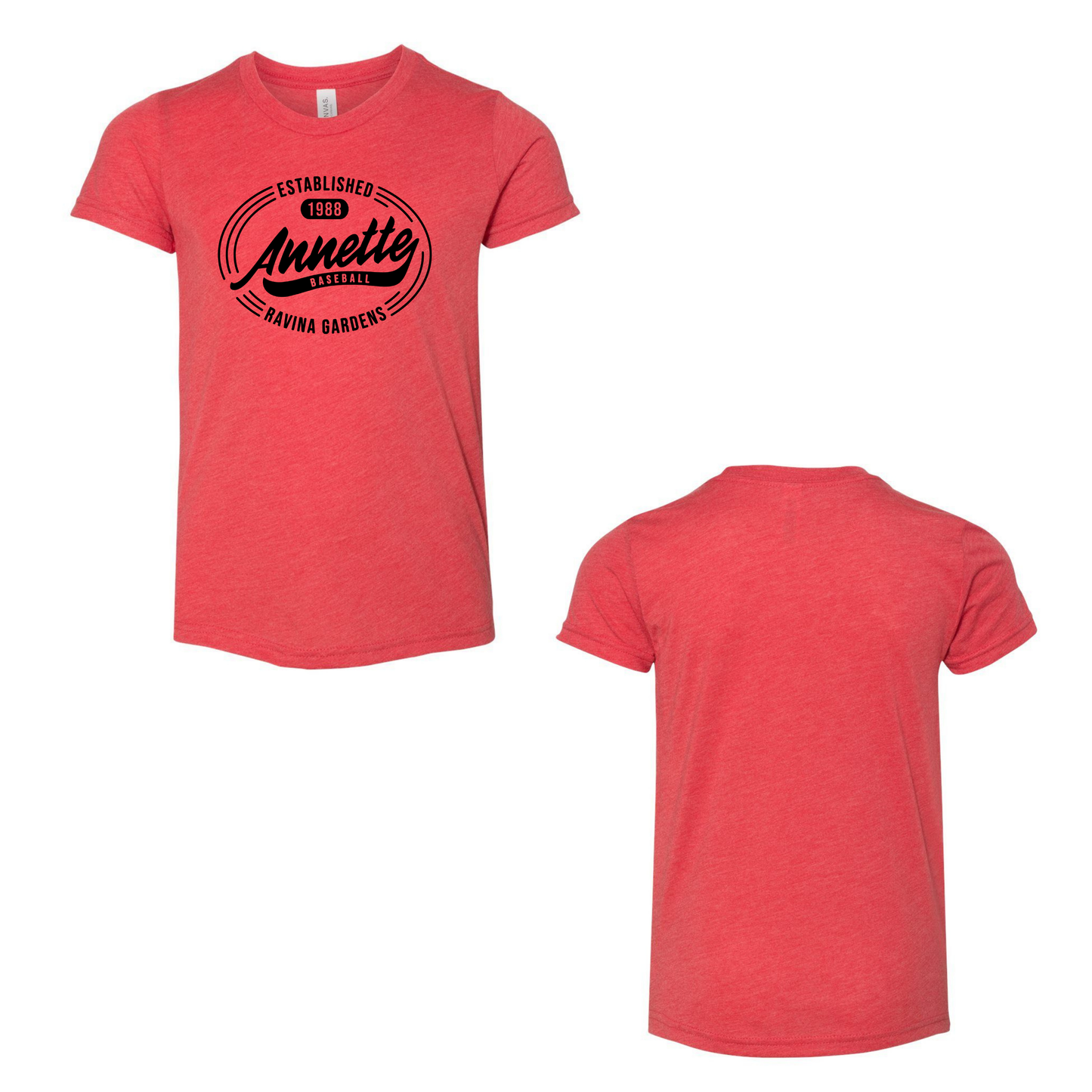 Annette Baseball Short Sleeve Shirt - Vintage Logo Tee - Red Triblend