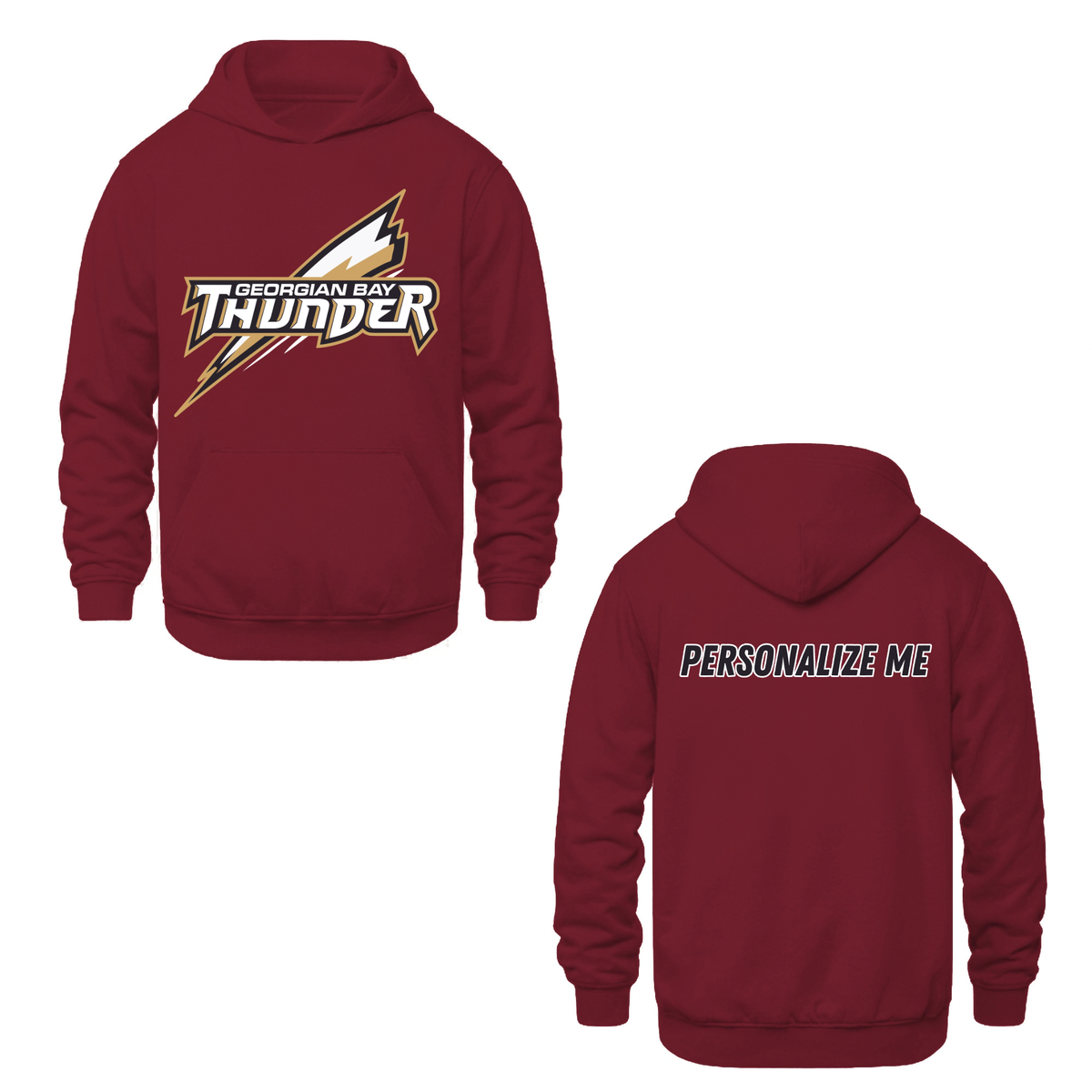 Georgian Bay Thunder Oversize Logo Hooded Sweatshirt - Maroon / Optional Personalization