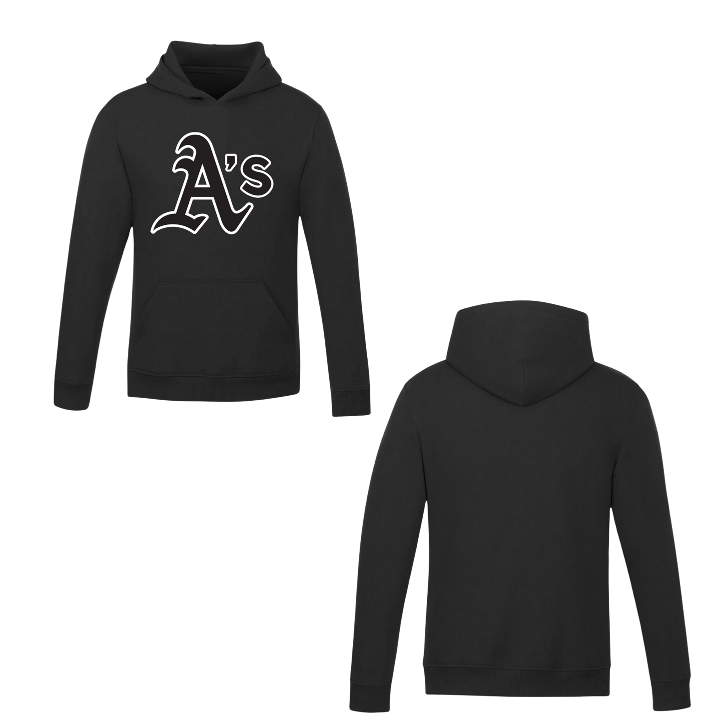 Annette Baseball Hooded Sweatshirt - "A's" Logo /  Non-Personalized - Black