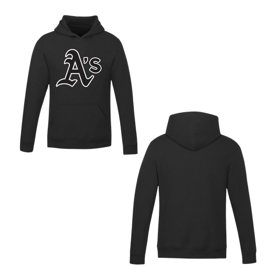 Annette Baseball Hooded Sweatshirt - "A's" Logo /  Non-Personalized - Black
