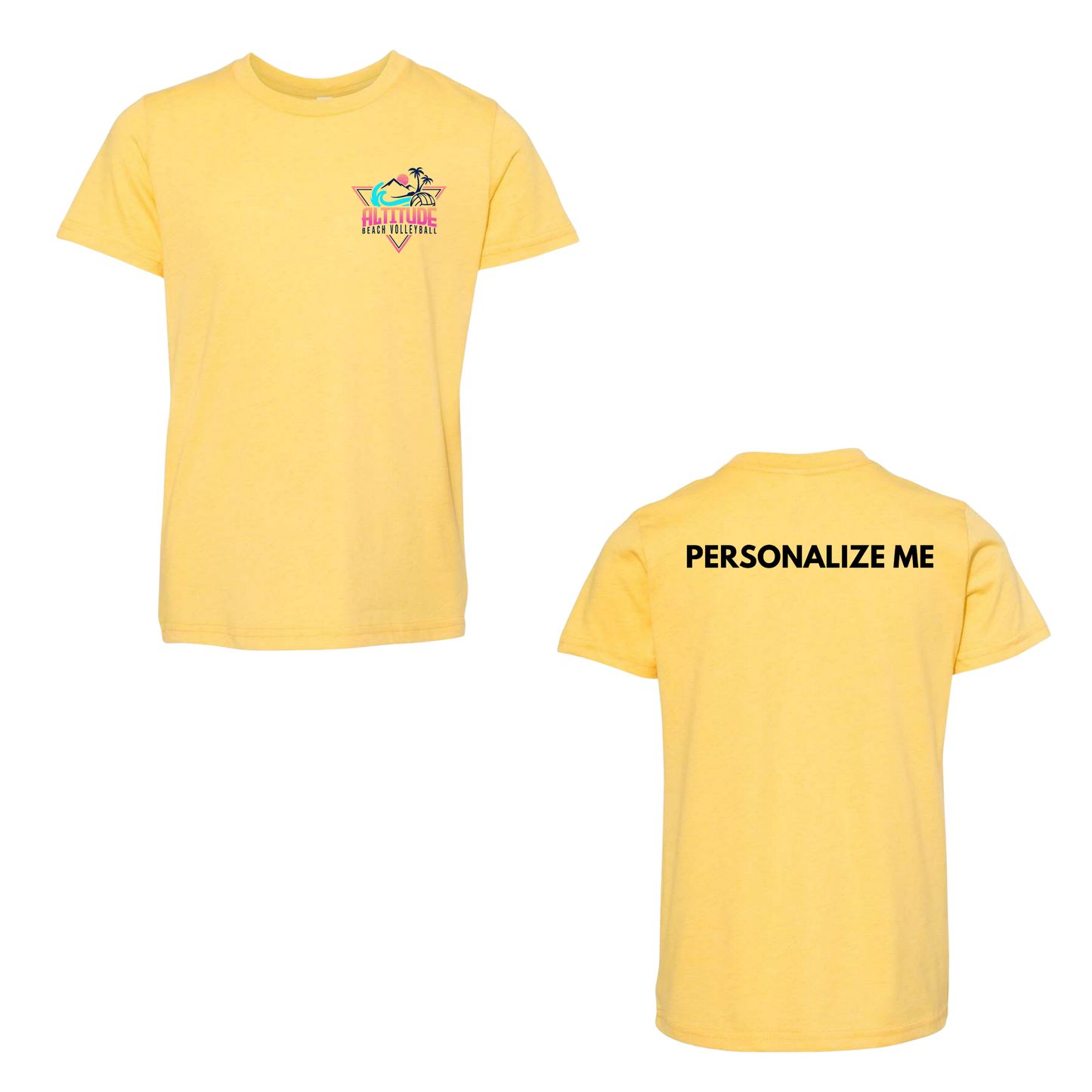 Personalized Altitude Beach Volleyball Mini Logo Tee - Heather Yellow Gold (Youth / Adult)