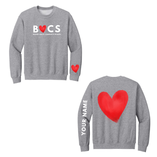 BVCS Personalized Oversize Heart Crewneck Sweatshirt - Sport Grey