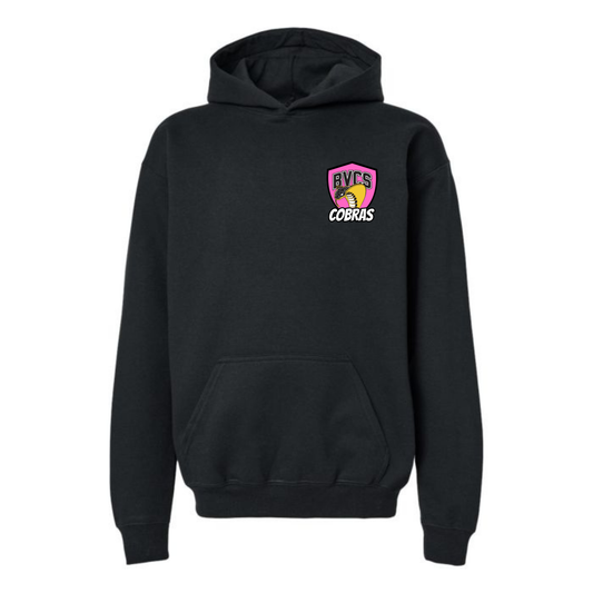 Youth Personalized BVCS Pink Neon Cobra Hooded Sweatshirt - Black