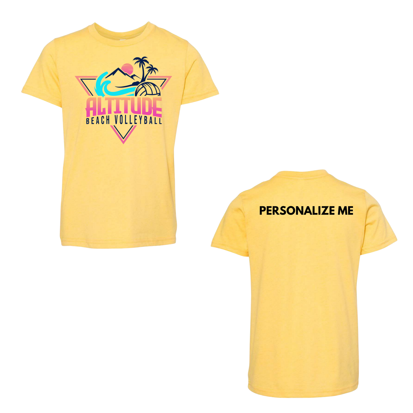 Personalized Altitude Beach Volleyball Oversize Logo Tee - Heather Yellow Gold (Youth / Adult)