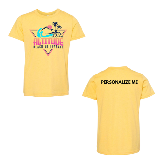 Personalized Altitude Beach Volleyball Oversize Logo Tee - Heather Yellow Gold (Youth / Adult)
