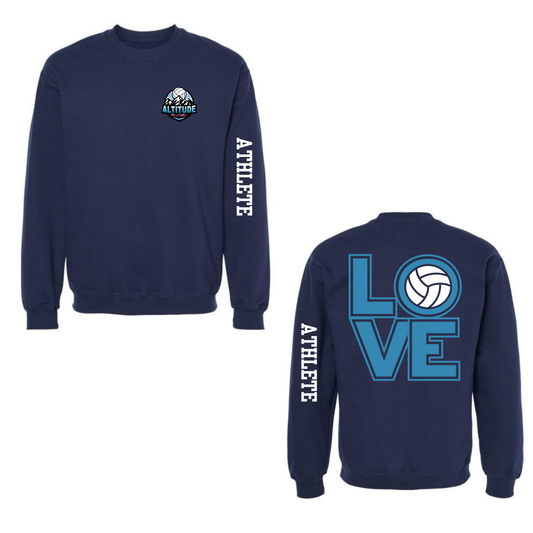Altitude Personalized Volleyball LOVE Crewneck Sweatshirt - Navy (Youth & Adult)