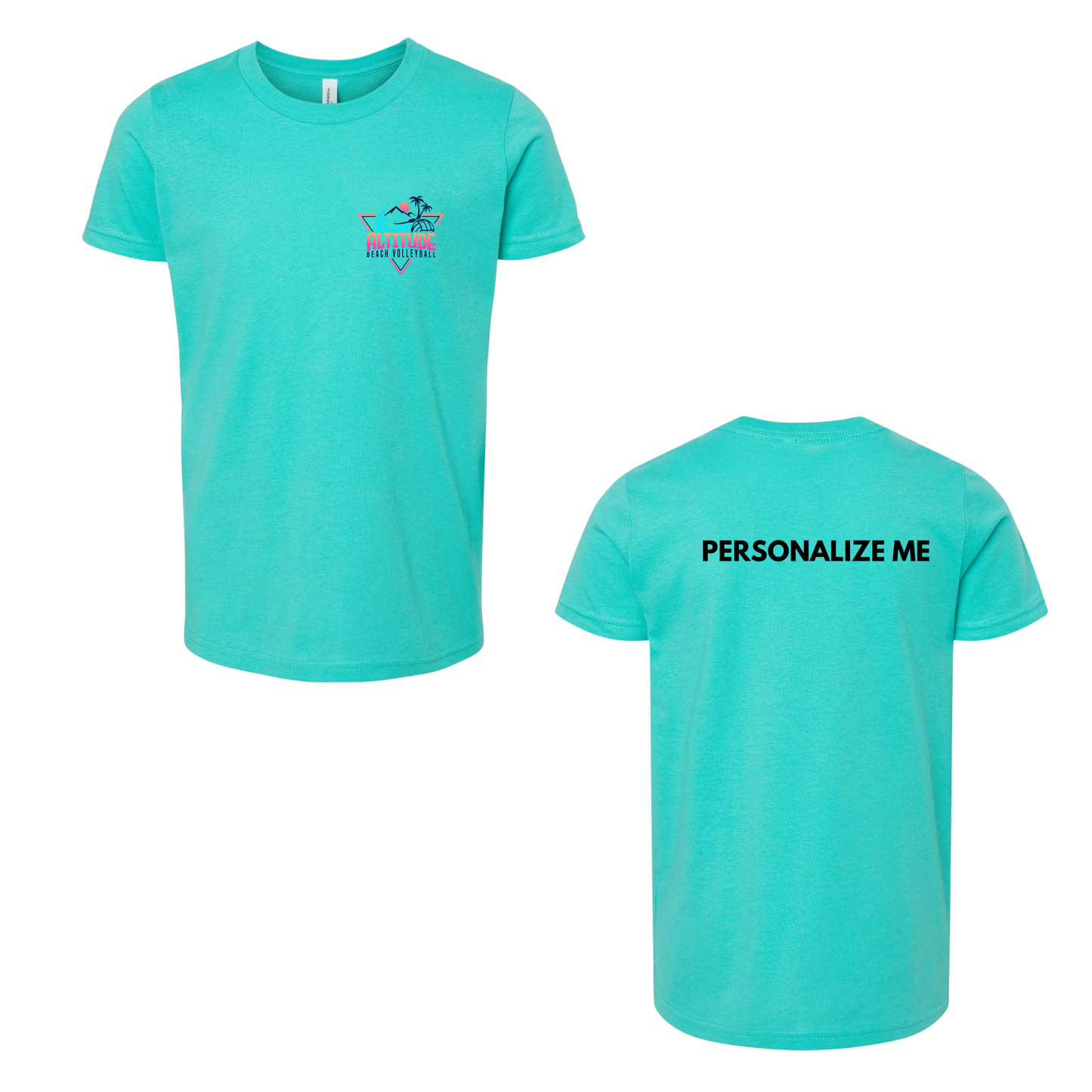 Personalized Altitude Beach Volleyball Mini Logo Tee - Teal (Youth / Adult)