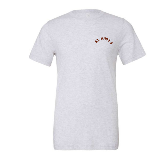 House Wind St. Mary's Maroon Script / Mini Sleeve Logo Tee - White Fleck