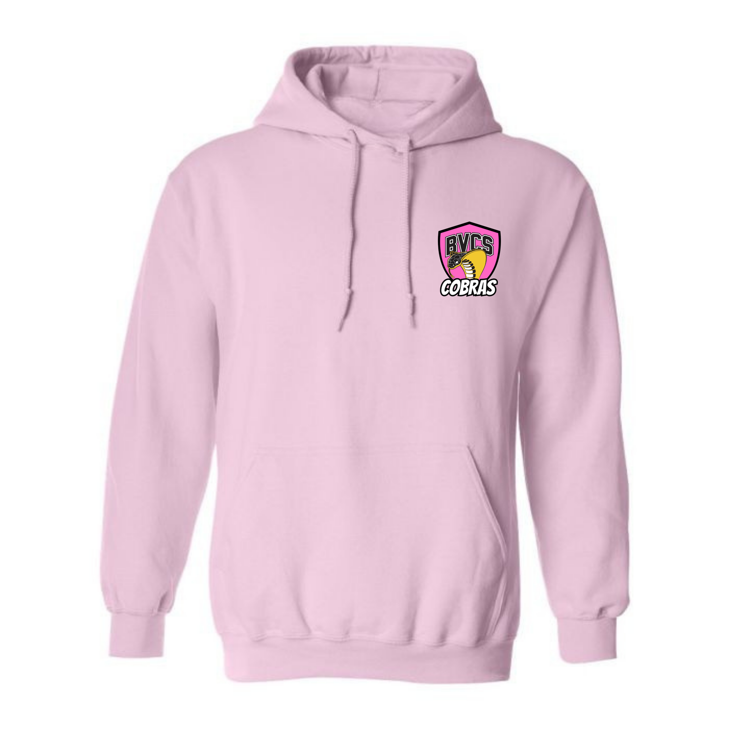 Youth Personalized BVCS Pink Neon Cobra Hooded Sweatshirt - Light Pink