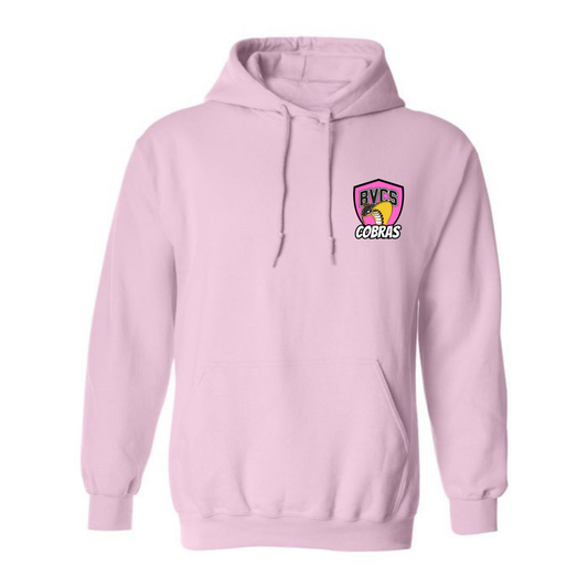Youth Personalized BVCS Pink Neon Cobra Hooded Sweatshirt - Light Pink