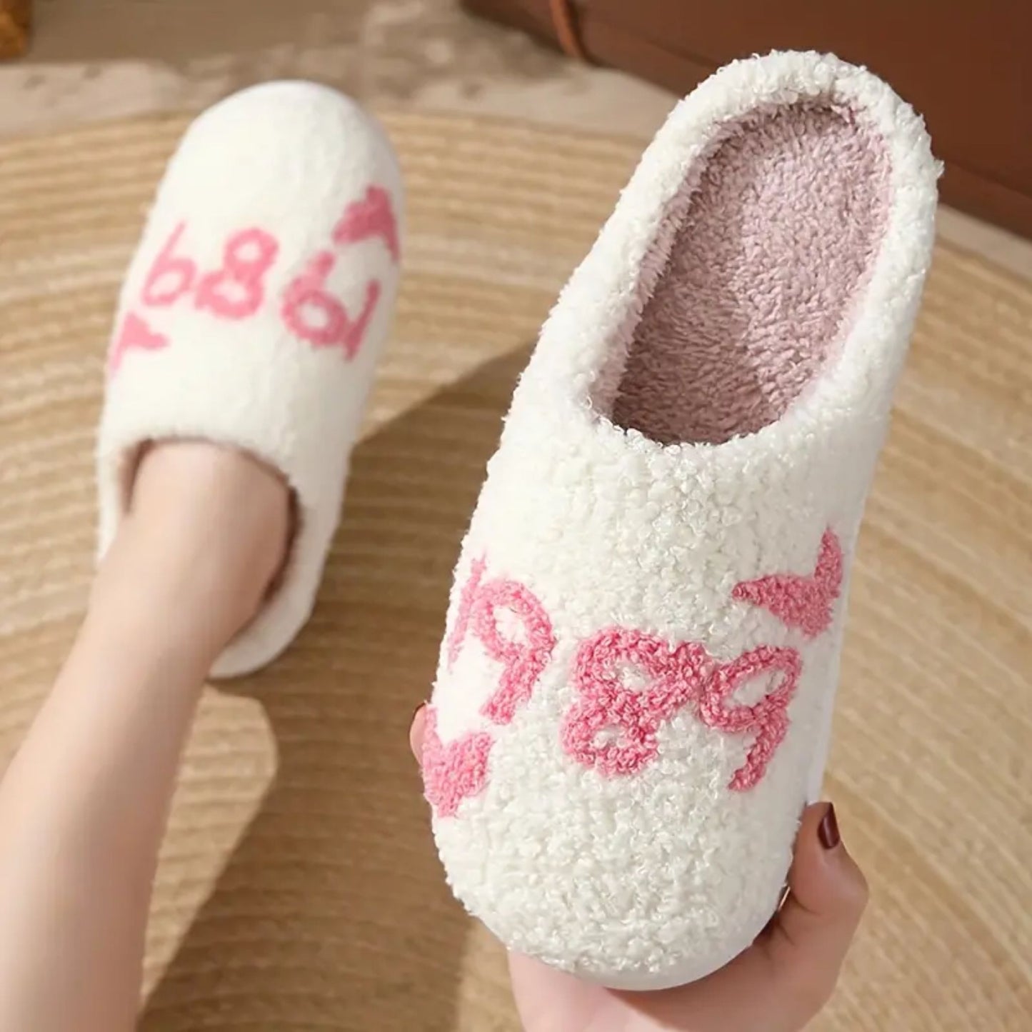 1989 Fuzzy Memory Foam Slippers - Pink