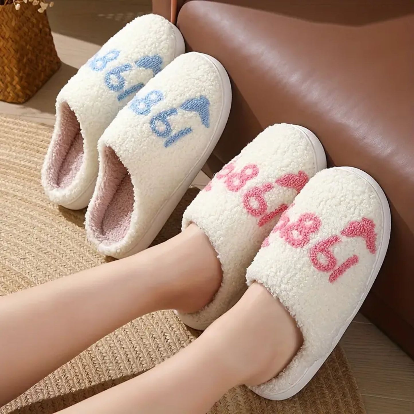 1989 Fuzzy Memory Foam Slippers - Pink