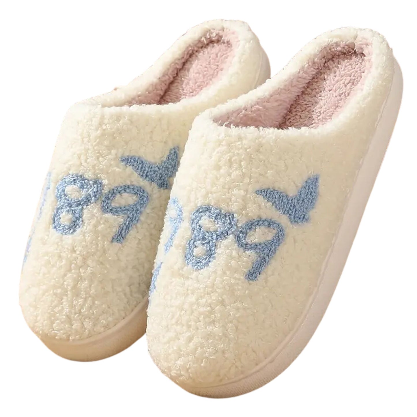 1989 Fuzzy Memory Foam Slippers - Blue